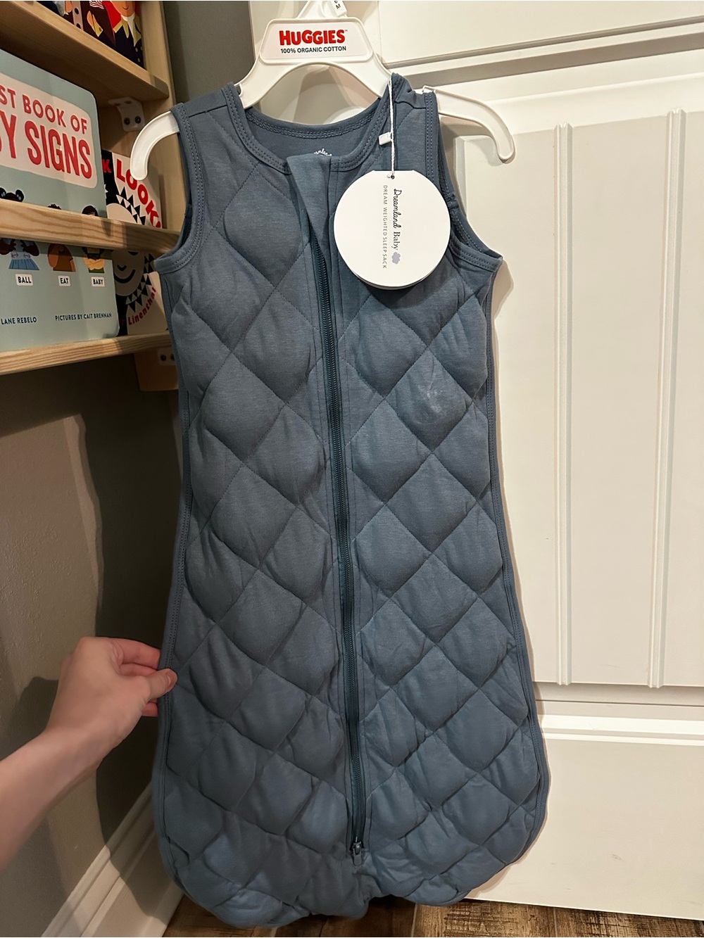 Dreamland Quilted Blue Sleeveless Baby Sleep Sack with Front Zipper NWT Medium